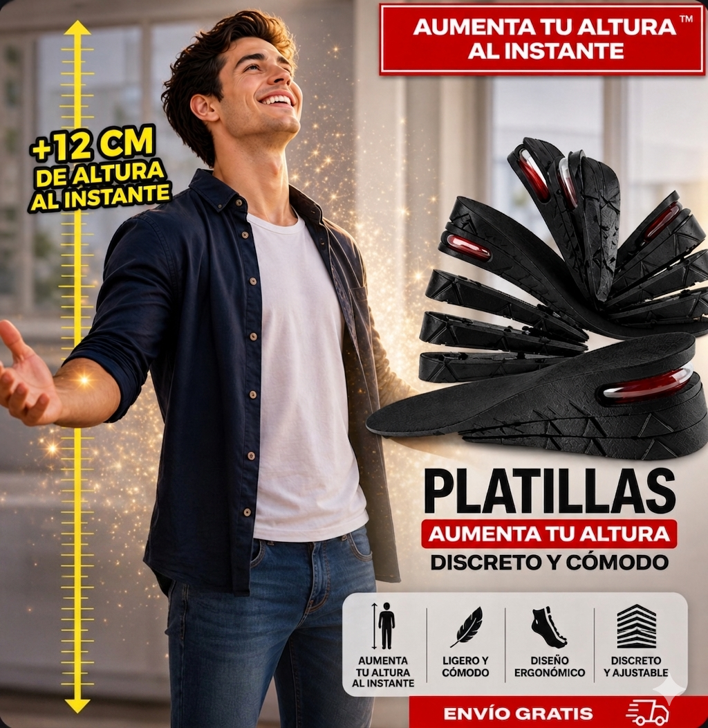 Oferta Especial 50% OFF : Elevate™ – Gana +9 cm de Altura Inmediata con Plantillas Ajustables de 4 Niveles